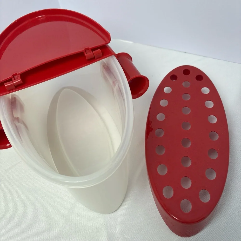 Telebrand Microwave Pasta Boat Cooker Red‎ Steamer Strainer Lid Veggie Cooker